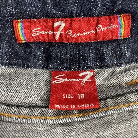 Vintage Seven7 Jeans Women’s 18 Premium Dark Wash Distressed Denim Wide Leg Y2K - Picture 16 of 16